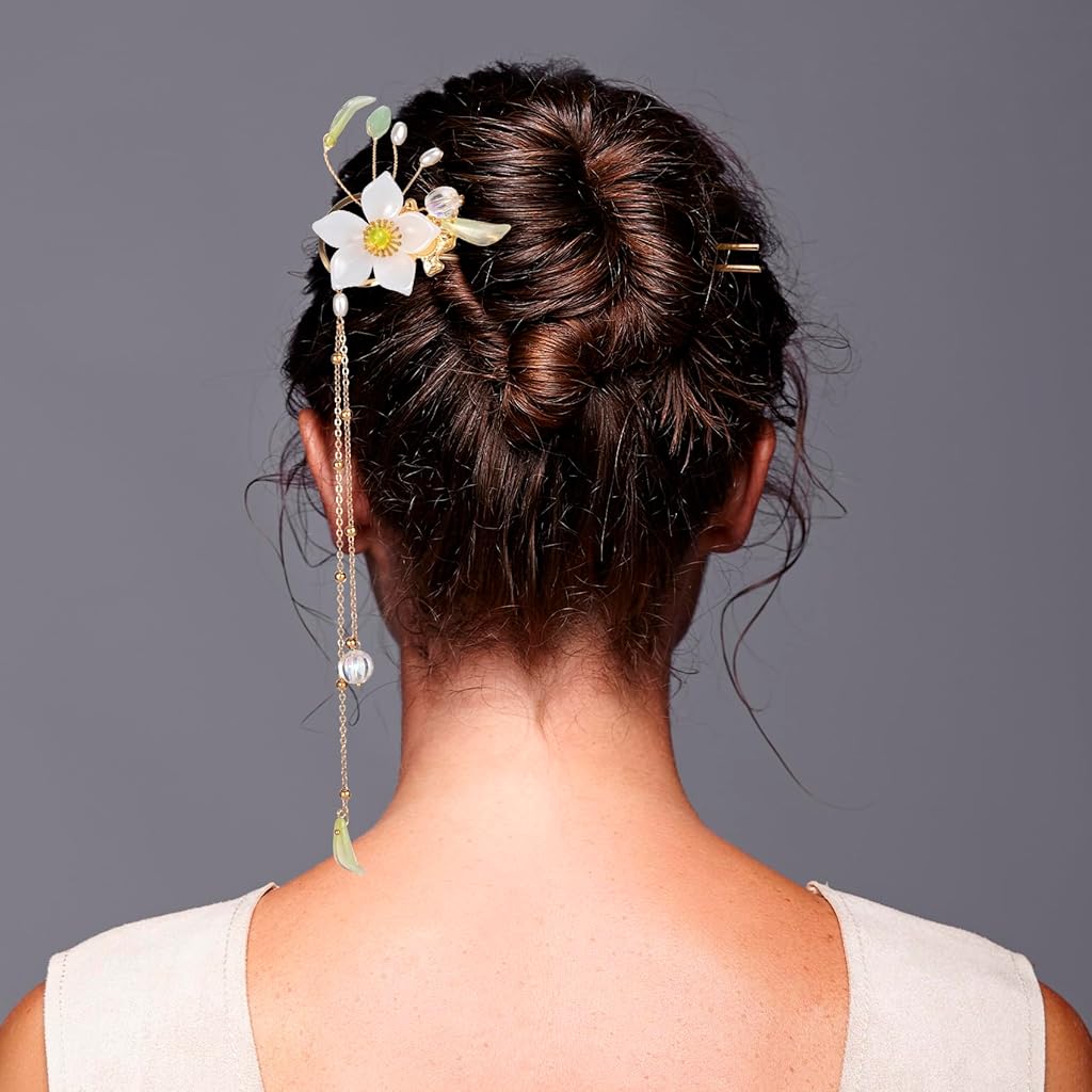 SANNIDHI® 6PCS Lily Flower Tassels Hairpin, Crystal Rhinestone Pearl Hair Clips Headpiece Retro Brides Valentines Hair Accessories Jewelry for Women Girls Updo Long Hairs SANNIDHI® 6PCS Lily Flower Tassels Hairpin, Crystal Rhinestone Pearl Hair Clips Headpiece Retro Brides Valentines Hair Accessories Jewelry for Women Girls Updo Long Hairs